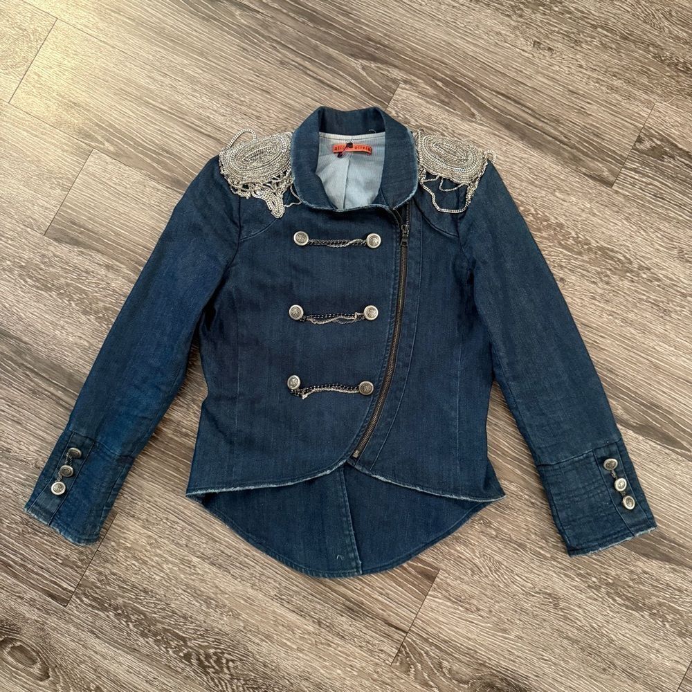 Alice + Olivia Military Style Denim Jacket